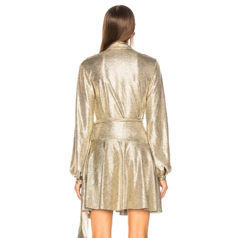 PatBO Cara Lame Mini Wrap Dress Platino Gold - Picture 2 of 11